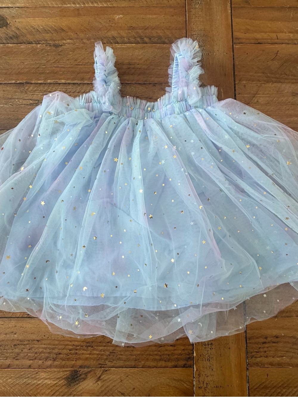 Pastel Blue-Pink Star Tulle Dress